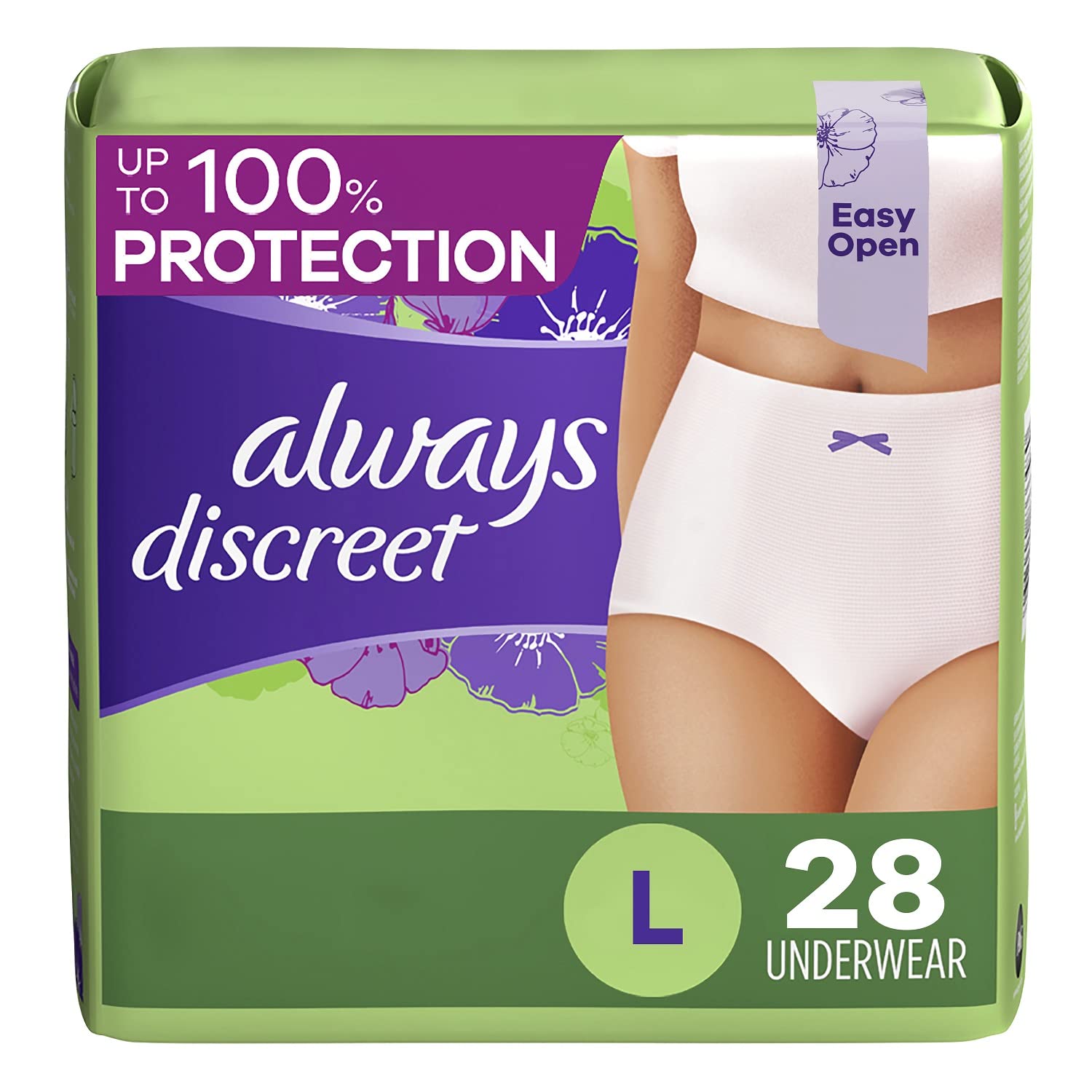 Always Discreet Adult Incontinence Underwear, Maximum Absorbency, Large, 28 Count