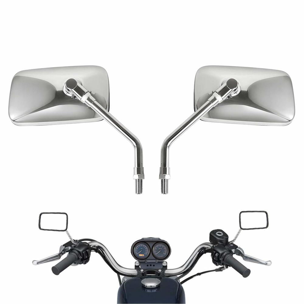 Rawsomes 10 mm Bolt Chrome Motorcycle Universal Handlebar Rear view Side Mirrors for Harley Kawasaki Suzuki Aprilia Street Bike Cruiser S