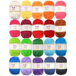 Mira HandCrafts 20 Acrylic Yarn Skeins - 438 Yards Multicolored Yarn in Total â€“ Great Crochet and Knitting Starter Kit for Colorful Craft