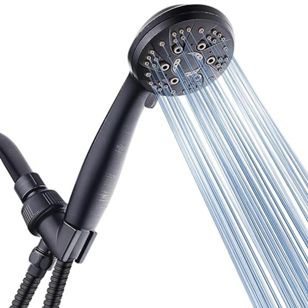 AquaDance High Pressure 6-Setting Oil Rubbed Bronze Handheld Shower Head with Stainless Steel Hose. Officially Independently Tes