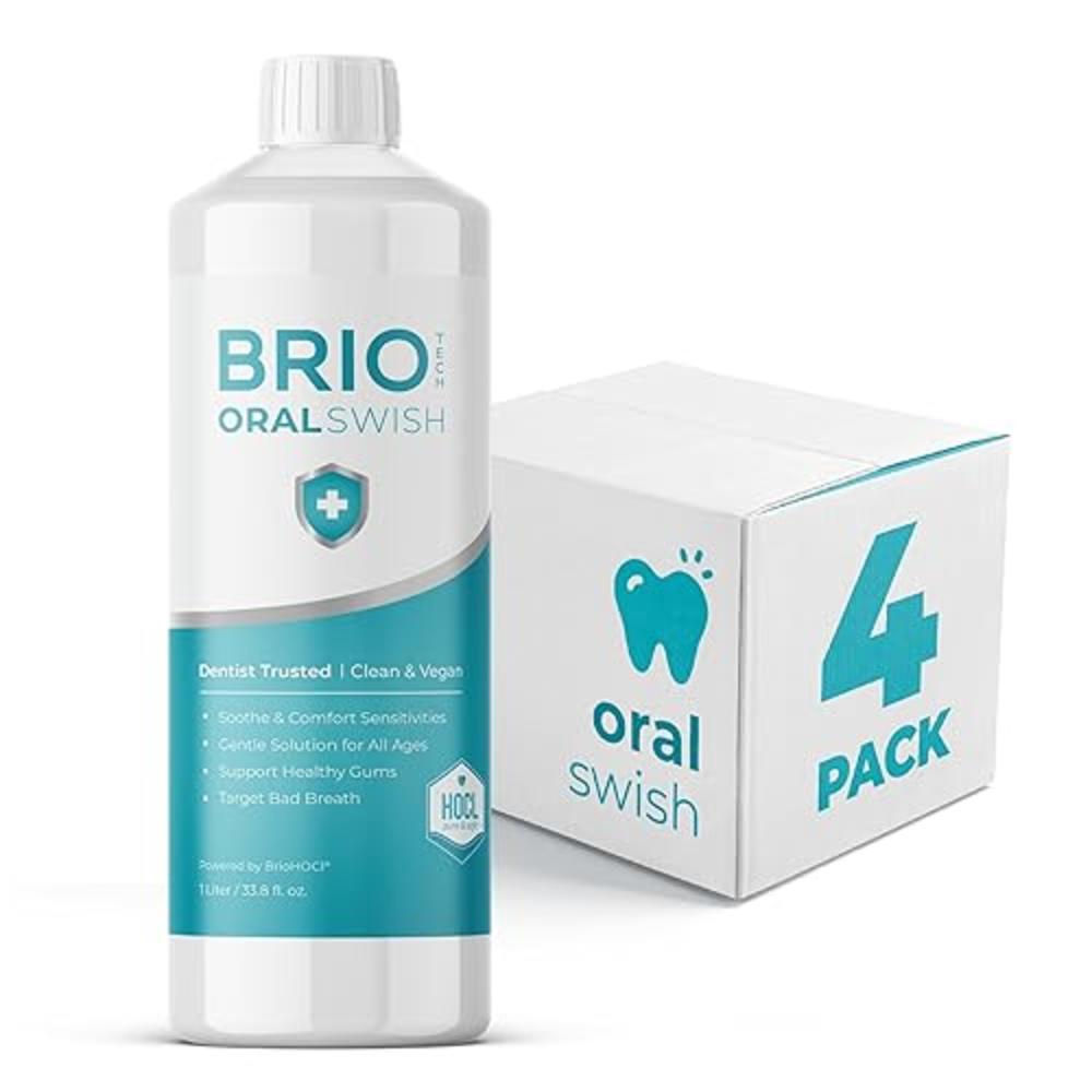BRIOTECH Pure Hypochlorous Acid Oral Swish, Gentle Oral Care Hygiene, Super Oxidized Saline Mouthwash Rinse, Fight Bad Breath, P