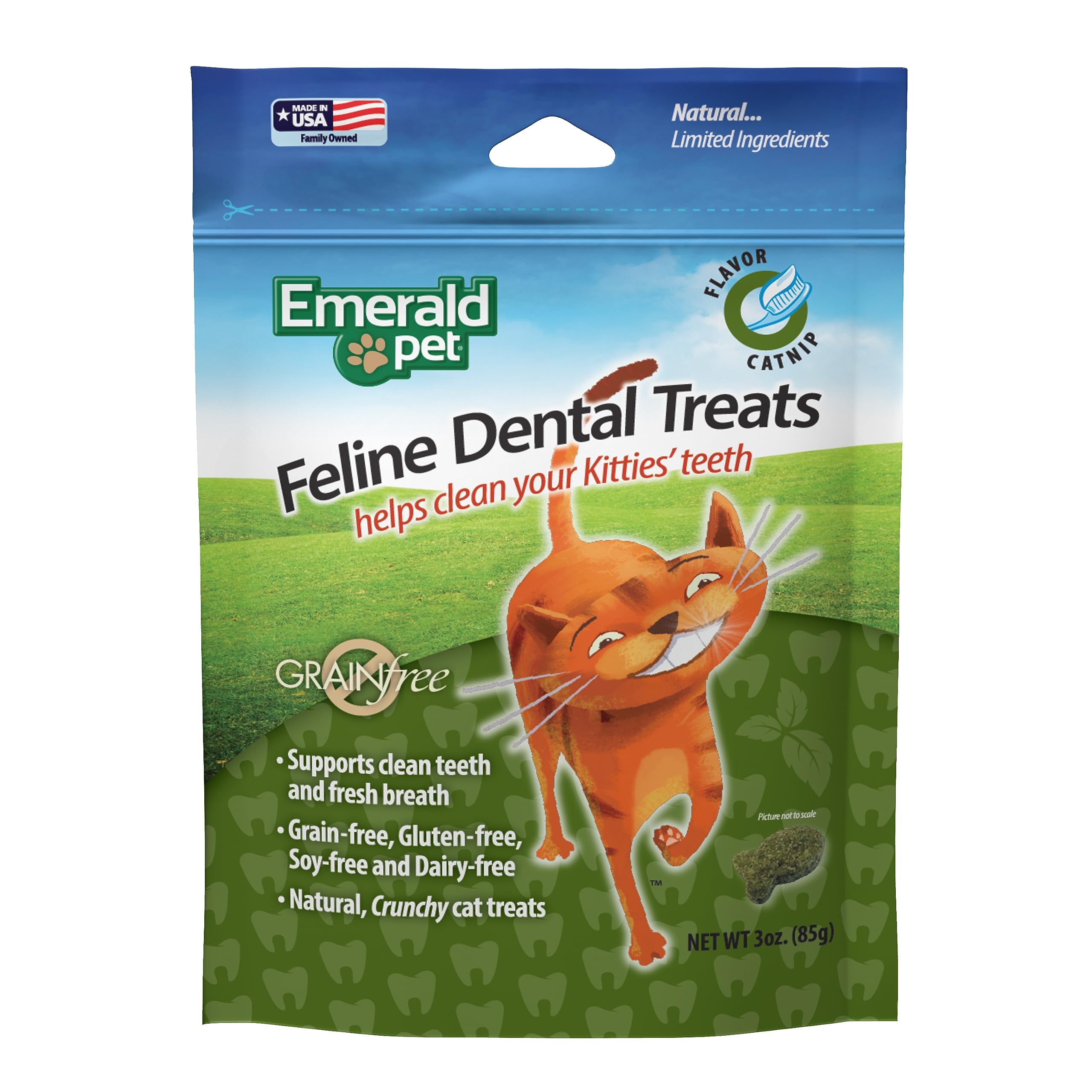 EMERALD PET Feline Dental Treats - Tasty and Crunchy Cat Dental Treats Grain Free - Natural Dental Treats to Clean Cat Teeth, Freshen Cat Br