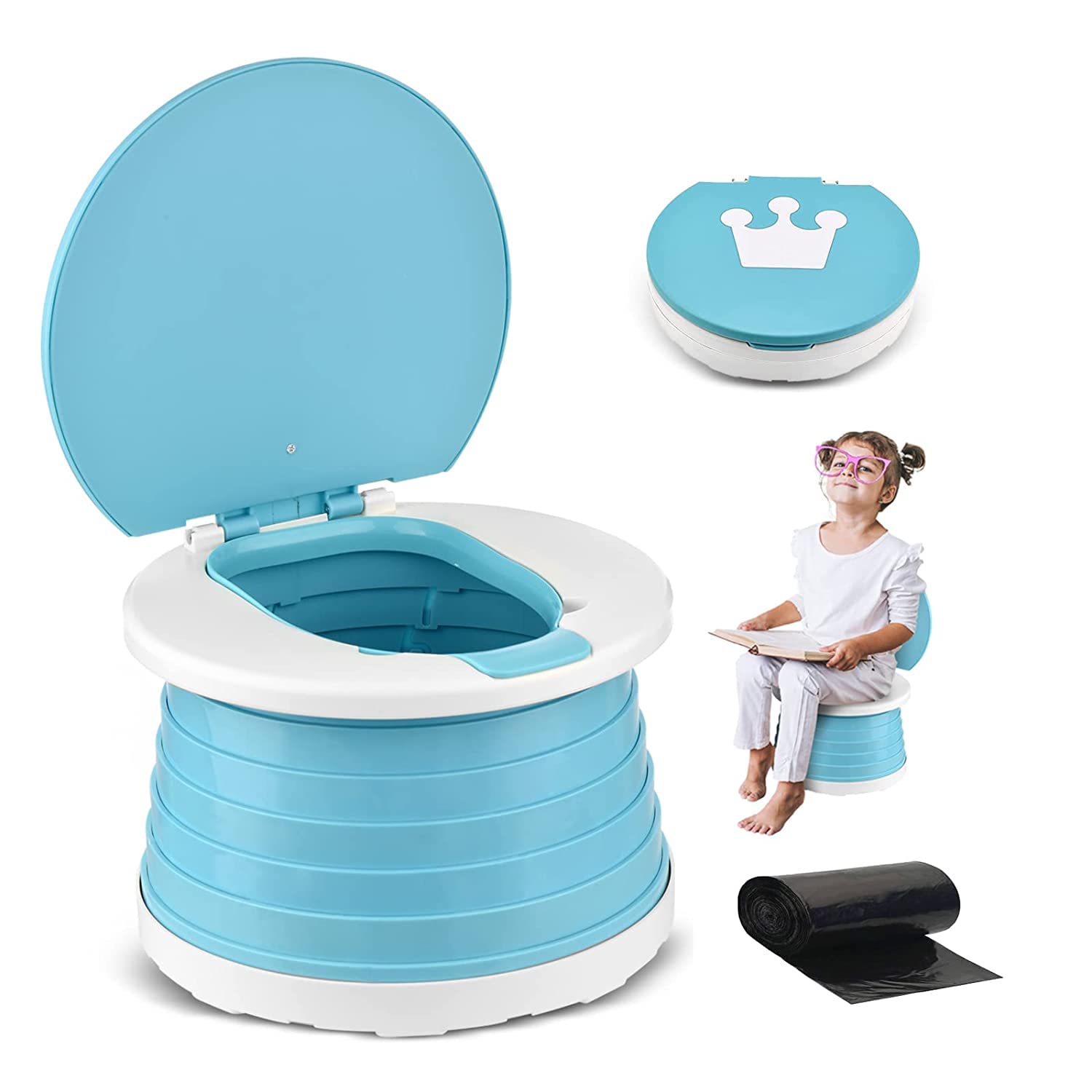 Visator Portable Potty for Toddler Travel Foldable Potty Seat for Toddler Training Toilet for Kids Boys Girls Car Potty On The Go Potty 