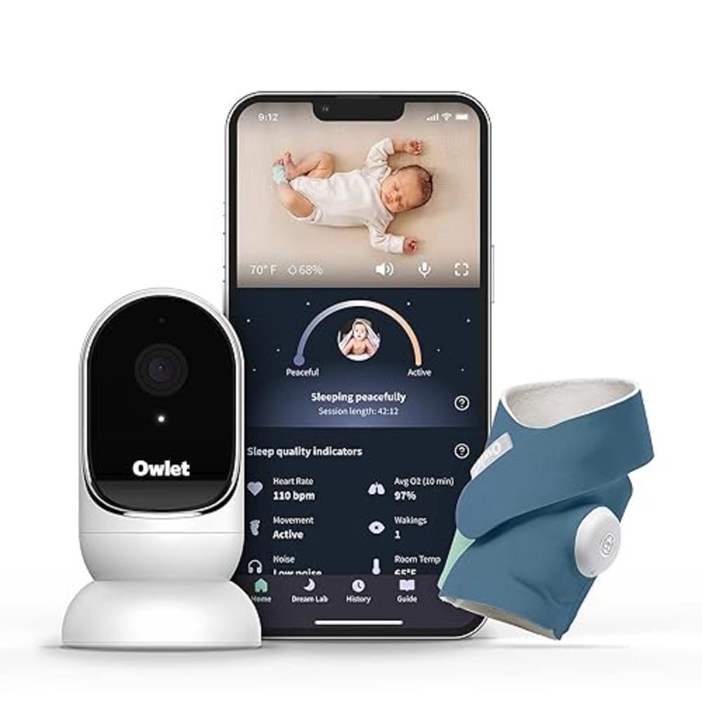 Owlet Dream Duo Smart Baby Monitor - Video with HD Camera & Sock: Only to Track Heart Rate Average Oxygen as Sleep Quality Indic