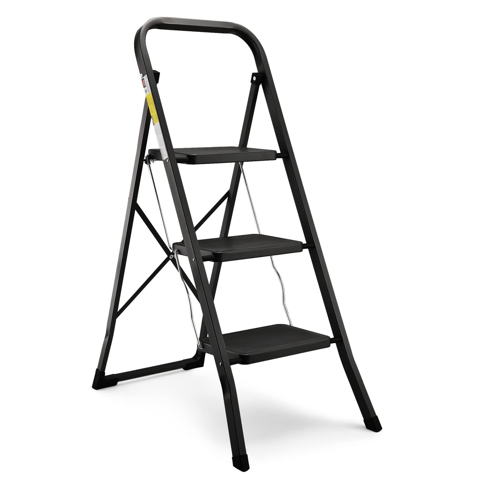 Soctone 3 Step Ladder, Lightweight Folding Step Stools for Adults with Anti-Slip Pedal, Portable Sturdy Steel Ladder with Handrails, Per