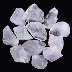 UFEEL 1lb Bulk Rough Clear Quartz Crystal - Large 1" Natural Raw Stones Crystal for Tumbling, Cabbing, Fountain Rocks, Decoratio