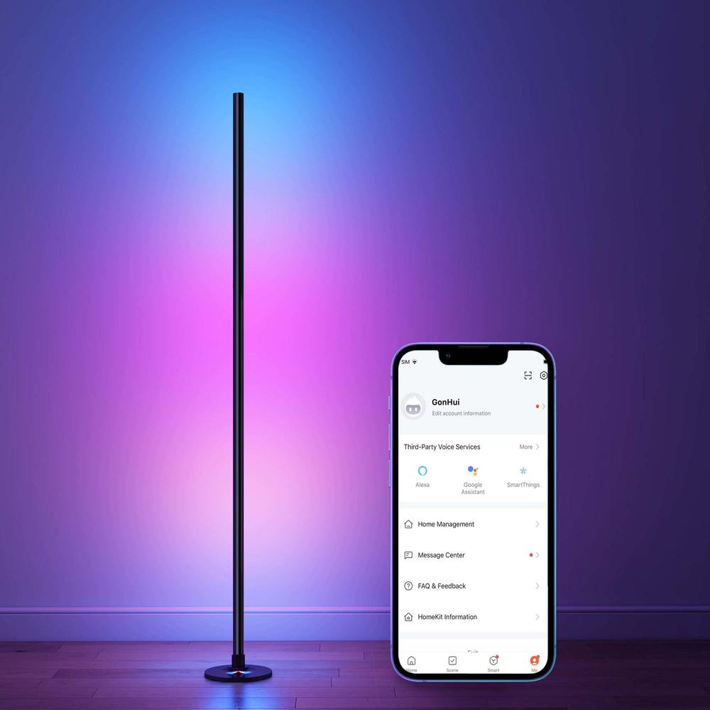 Smart Corner Floor Lamp 55" – Color Changing RGBWW With Alexa, App & Music Sync For Living Room & Gaming
