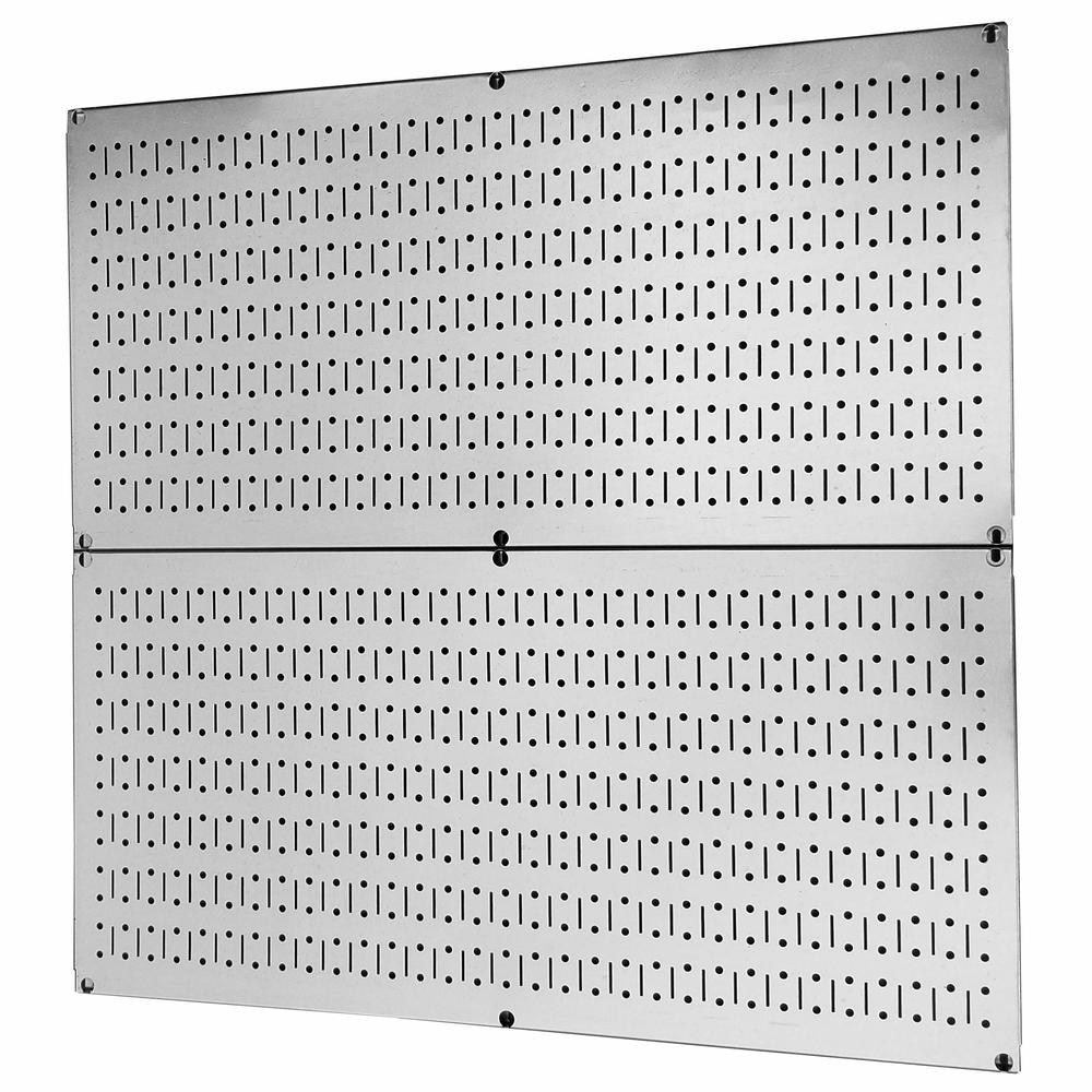 Wall Control Pegboard Rack Garage Storage Galvanized Steel Horizontal Peg Board Pack - Two 32-Inch x 16-Inch Shiny Metallic Meta
