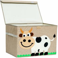 Hurricane Munchkin Hurricane Tots Large Toy Chest. Canvas Soft Fabric Children Toy Storage Bin Basket with Lid. Farmhouse Barnyard Toy Box for Kids