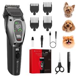 DOG CARE Smart Dog Clippers, Cordless Dog Grooming Clipper Kit with Heatproof Blades, LED Display, 3 Speeds, Auxiliary Light, Re
