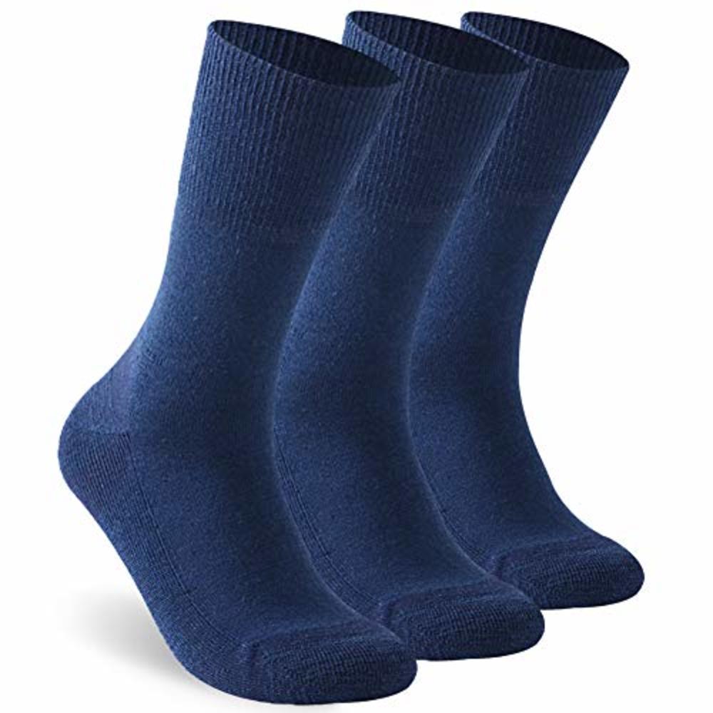 Facool Merino Wool Diabetic Socks, Women's Men's Padded Neuropathy Seamless Toe Non-Binding Loose Top Diabete Crew Moisture Wick