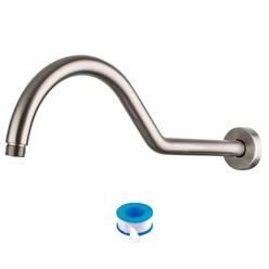 Lordear Shower Extension Arm Solid Brushed Nickel T304 Stainless Steel S Shape 17 Inch Extension Shower Arm with Flange Stainles