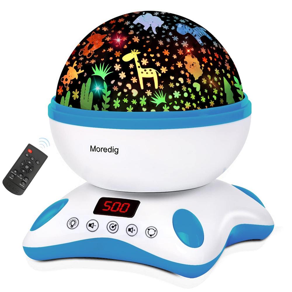 Moredig Kids Night Light Projector, Remote Baby Night Lights for Kids Room with 12 Music Rotating Nursery Night Light Projector 