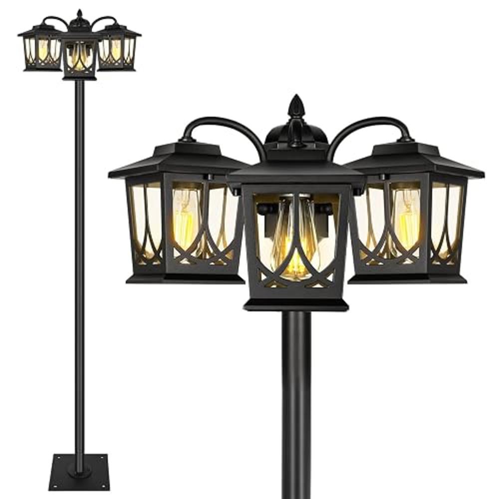 hykolity 86.61" Outdoor Post Lights, 3-Head Outdoor Street Light ...