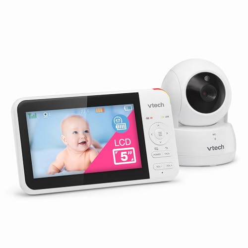 VTech VM924 Remote Pan-Tilt-Zoom Video Baby Monitor, 5" LCD Screen, Up to 17 Hrs Video Streaming, Night Vision, Up to 1000ft Ran