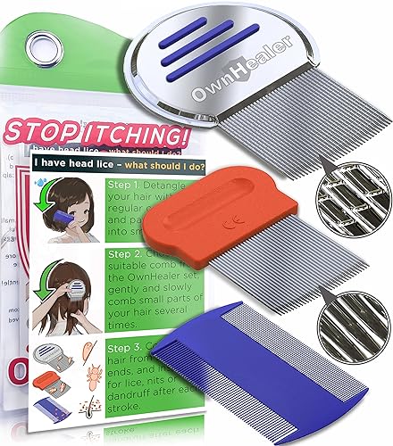 OWNHEALER Professional Lice Comb Kit - for Lice, Nits, and Dandruff Removal. Quick Results for Head Lice Treatment - Suitable fo