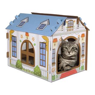SEKAM Cardboard Cat House with Scratcher/Catnip, x 12''W