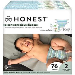 The Honest Company Clean Conscious Diapers | Plant-Based, Sustainable | Turtle Time + Dots & Dashes | Club Box, Size 2 (12-18 lb