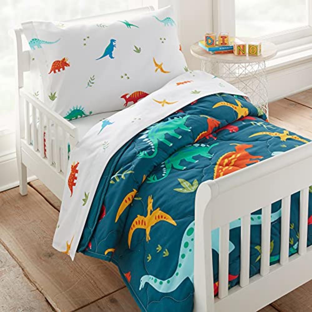 Wildkin Kids 4 Pc Toddler Bed in A Bag for Boys and Girls, Microfiber Bedding Set Includes Comforter, Flat Sheet, Fitted Sheet, 