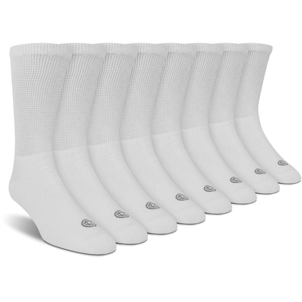 Doctor's Choice Diabetic Socks for Men, Seamless Crew Socks with Non-Binding Top, Provides Extra Comfort for Gout, 4-Pairs, Whit