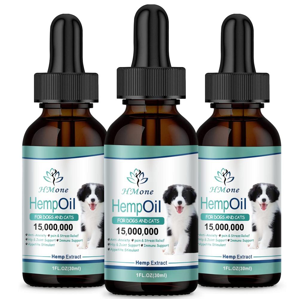 HMone Max Potency Hemp Oil for Dogs & Cats - Help Anxiety Stress Pain Inflammation Arthritis Aggressive Relax Sleep Allergies Seizures