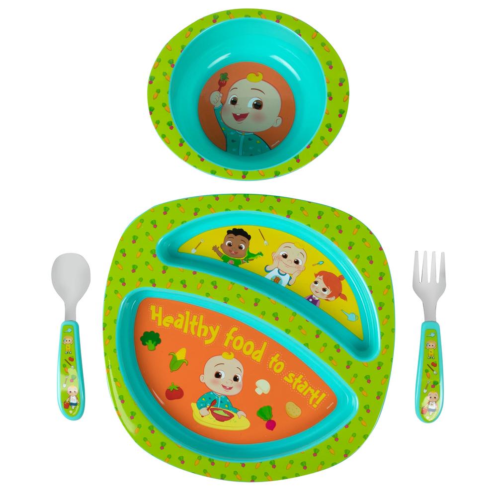 The First Years CoComelon Dinnerware Set - Toddler Plates and Toddler Utensils- 4 Count
