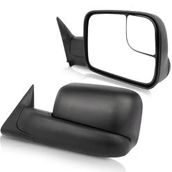 ECCPP® Black Manual adjusted Side View Mirror Tow Towing Mirrors Left & Right Pair Set Replacement fit for 94-01 Dodge Ram 1500,