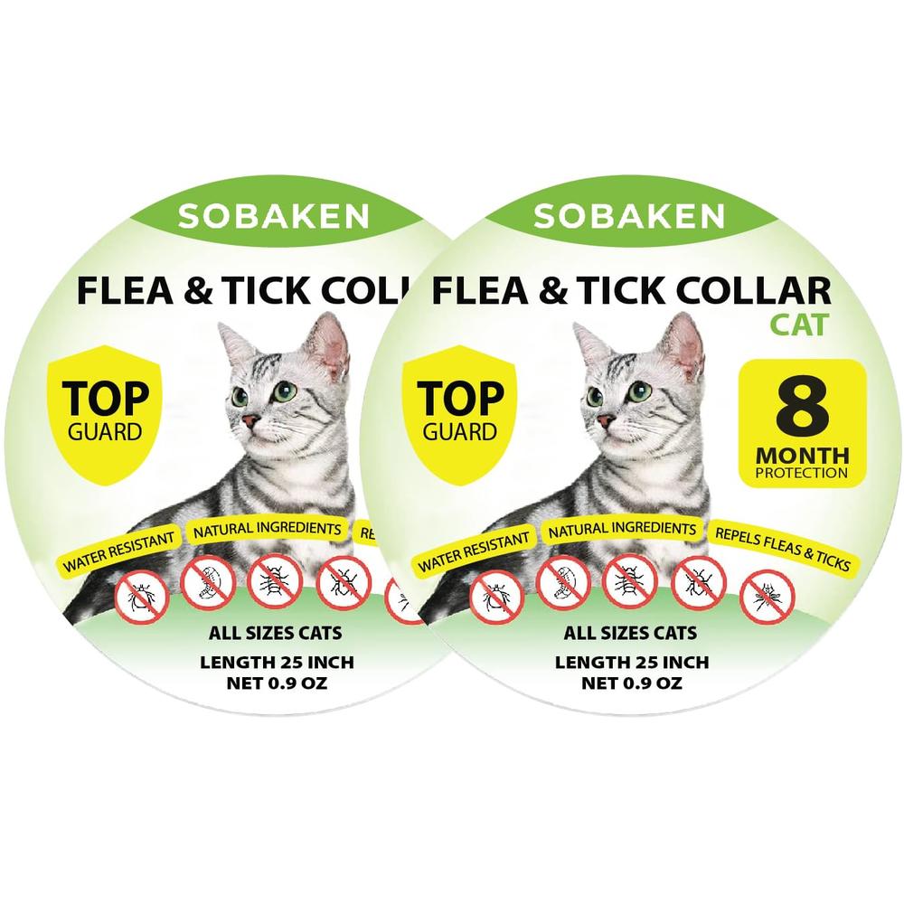 Sobaken Pets Flea Collar for Cats, Flea and Tick Prevention for Cats, Natural Cat Flea Collar, One Size Fits All, 13 inch 8 Month Protection 
