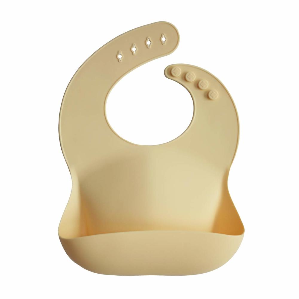 mushie Silicone Baby Bib | Adjustable Fit Waterproof Bibs (Sunshine)