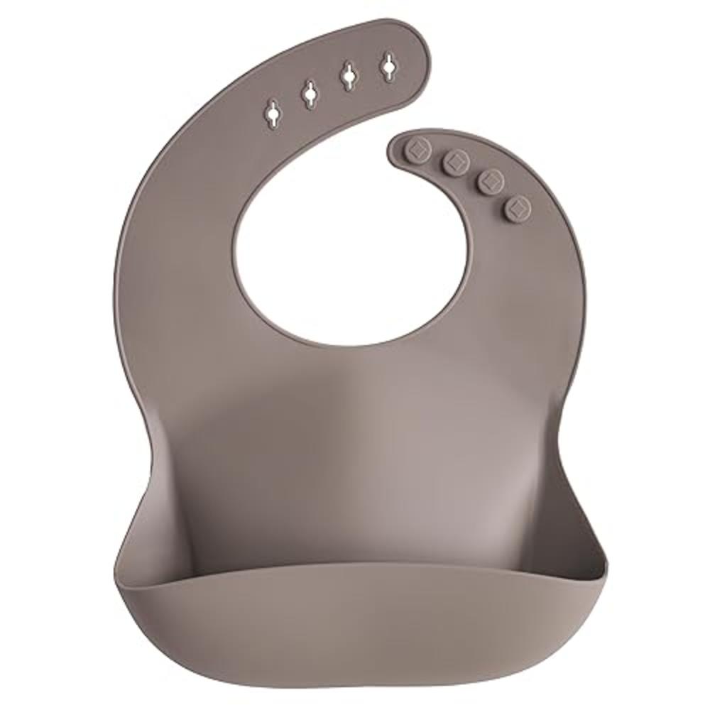 mushie Silicone Baby Bib | Adjustable Fit Waterproof Bibs (Dove Gray)