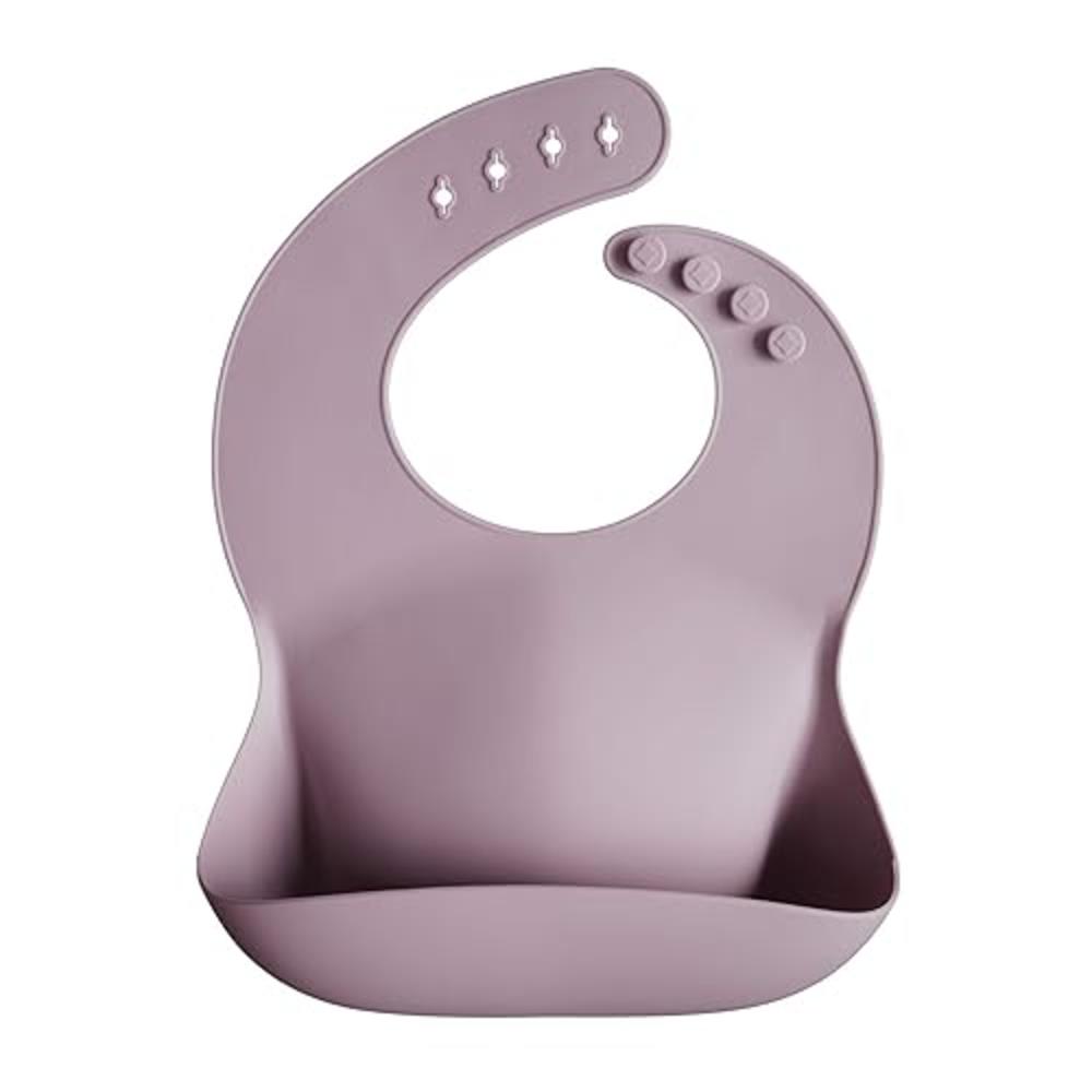 mushie Silicone Baby Bib | Adjustable Fit Waterproof Bibs (Pale Mauve)