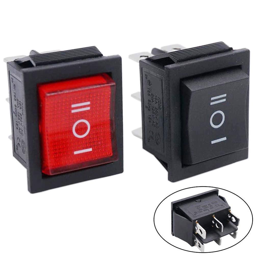 Twidec/2Pcs Rocker Switch 6 Pins 3 Position ON/Off/ON AC 20A 125V 15A ...