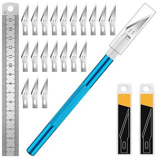 DIYSELF1pcs DIYSELF 1PCS Hobby Knife Exacto Knife with Safety Cap and 20PCS  Craft Knife Blades for Modeling, Scrapbooking, Stencil, Precisio