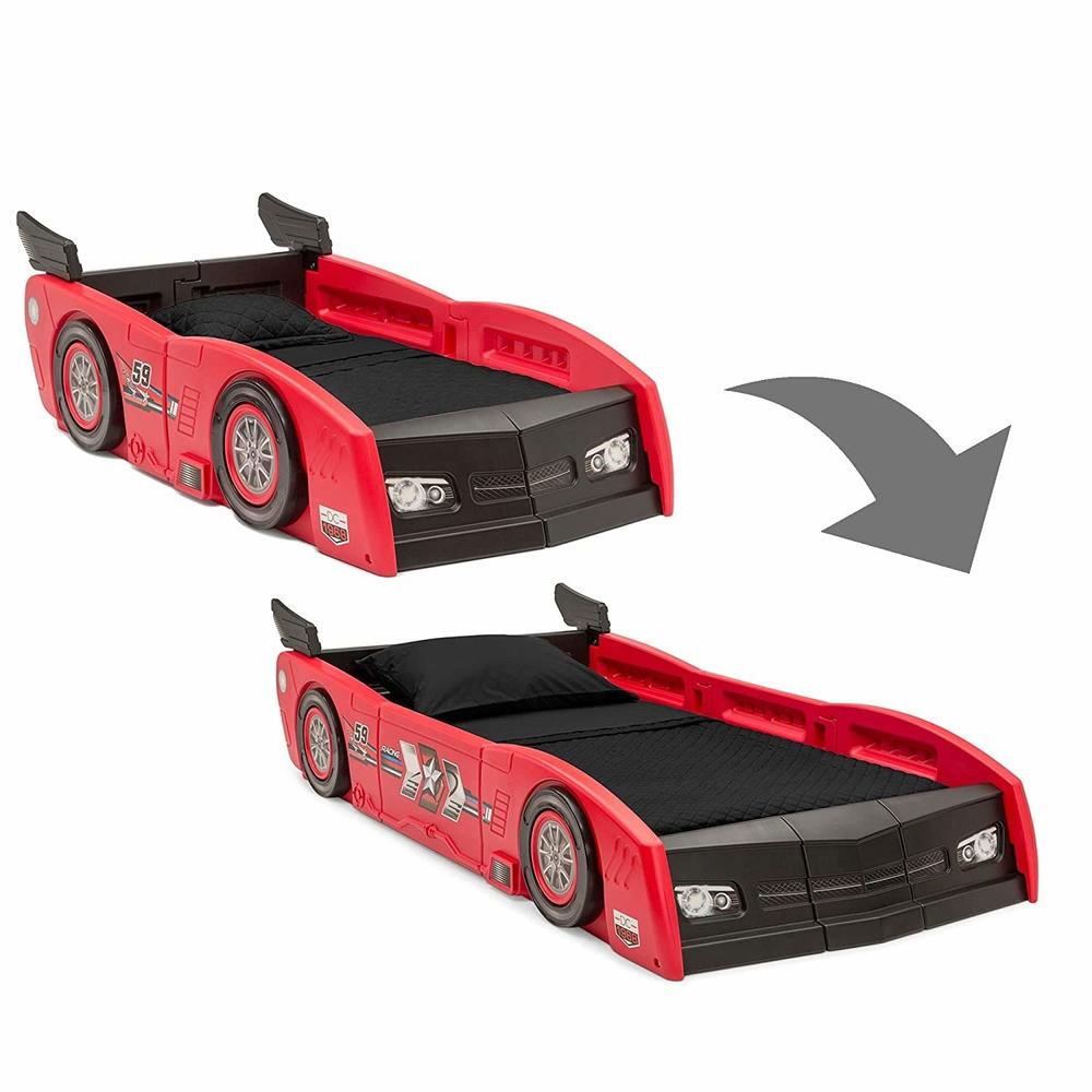 Delta Children Grand Prix Race Car Toddler & Twin Bed - Made in USA, Red