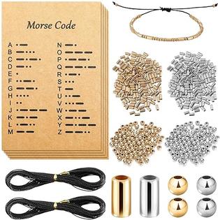Yaomiao DIY Morse Code Bracelet Making Set, 800 Round Spacer Beads, 800  Long Tube Beads, 20