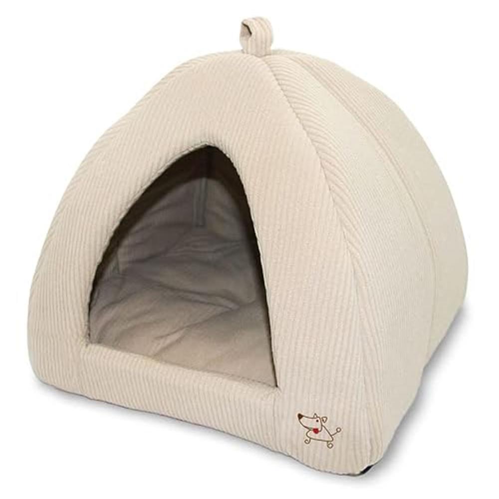 Best Pet Pet Tent-Soft Bed for Dog and Cat by Best Pet Supplies - Beige Corduroy, 19" x 19" x H:19"