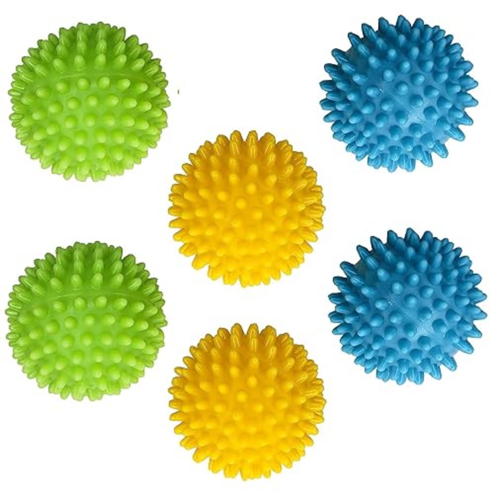 Lyka Distribution Dryer Balls Laundry Anti Static - 6 Pack Reusable Plastic Clothes Drying and Fluffing Fabric Softener Balls 3 inches Assorted Co