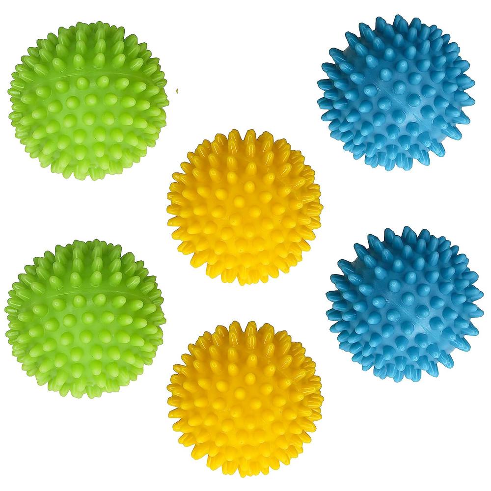 Lyka Distribution Dryer Balls Laundry Anti Static - 6 Pack Reusable Plastic Clothes Drying and Fluffing Fabric Softener Balls 3 inches Assorted Co