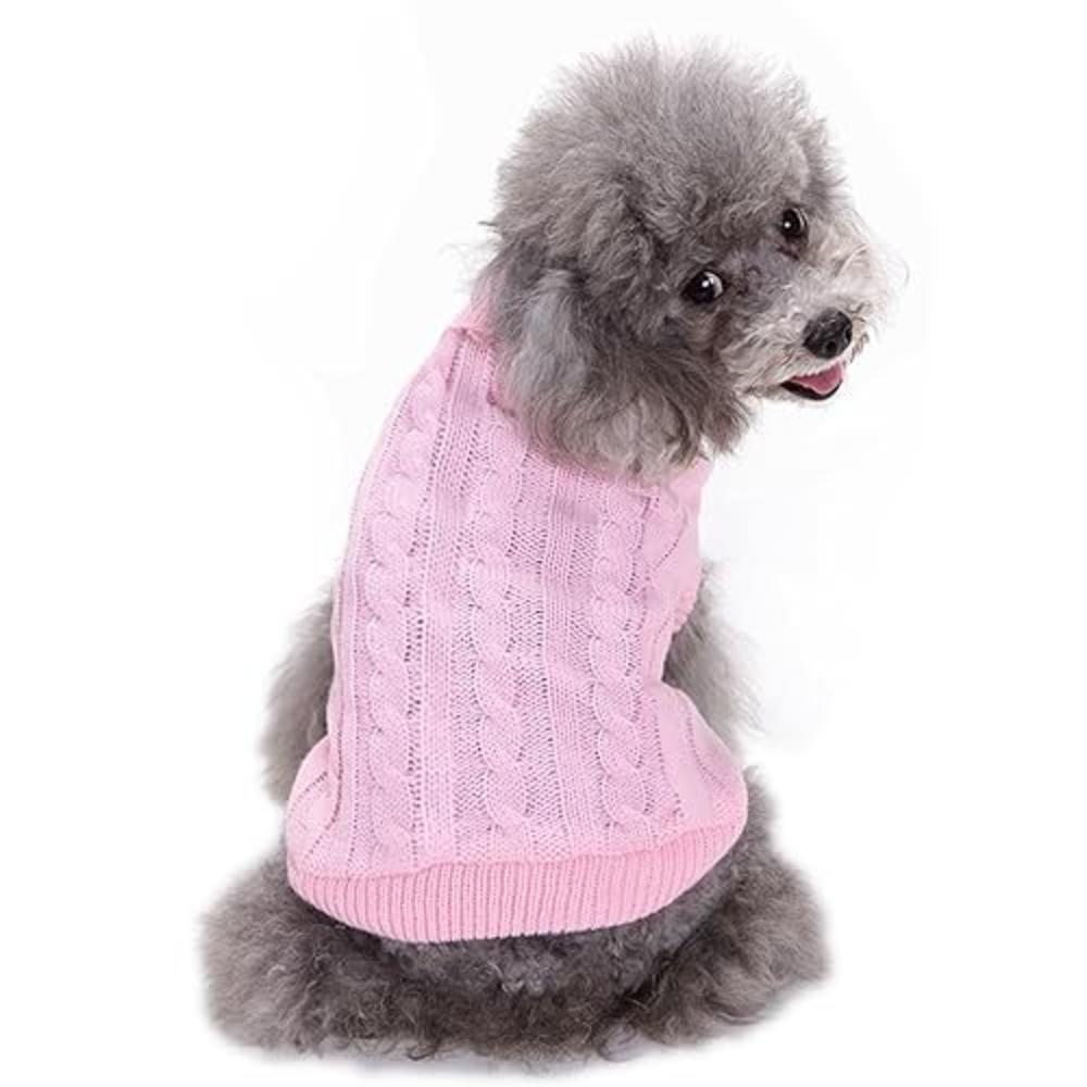 CHBORCHICEN Small Dog Sweaters Knitted Pet Cat Sweater Warm Dog Sweatshirt Dog Winter Clothes Kitten Puppy Sweater (Medium,Pink)