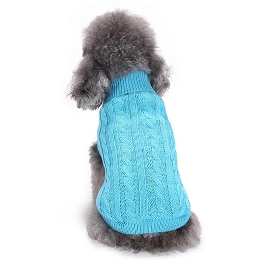 CHBORCHICEN Small Dog Sweaters Knitted Pet Cat Sweater Warm Dog Sweatshirt Dog Winter Clothes Kitten Puppy Sweater (Medium,Sky B