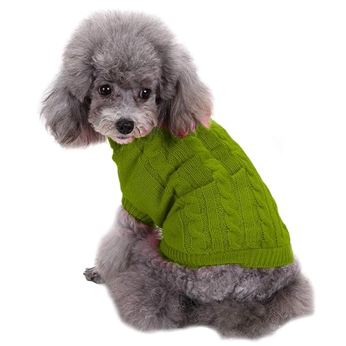 CHBORCHICEN Small Dog Sweaters Knitted Pet Cat Sweater Warm Dog Sweatshirt Dog Winter Clothes Kitten Puppy Sweater (X-Small,Light Green)