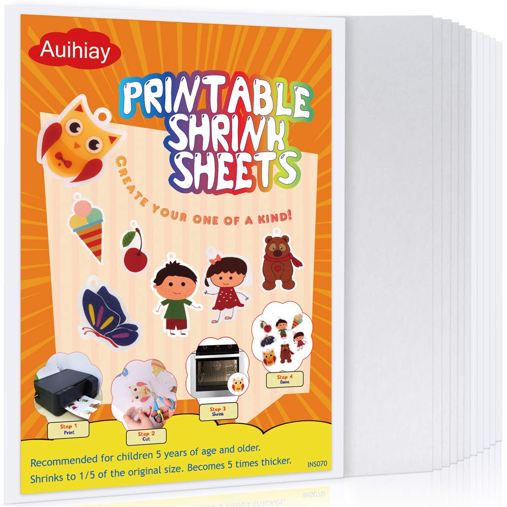 Auihiay 12 Pieces Printable Shrink Plastic Sheets, Shrink Films