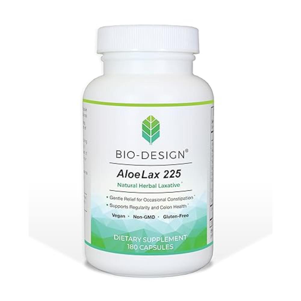 Bio-Design - Aloe Lax 225 Relief for Occasional Constipation, with 225mg Natural Aloe ferox, 180 Capsules