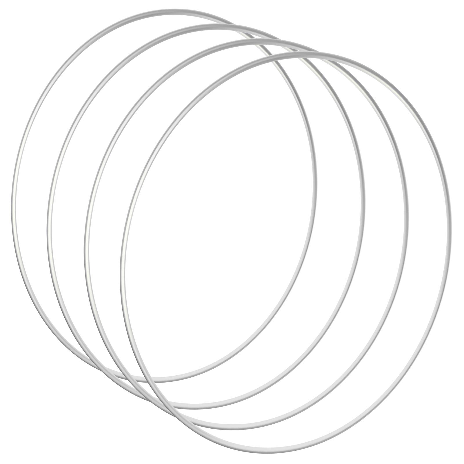 Sntieecr 4 PCS 12 inch / 30 cm Large Metal Ring Hoops Silver Metal