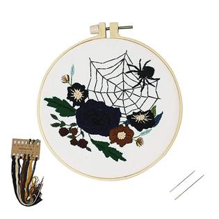 LOUISE MAELYS Louise Maelys Beginner Embroidery Kit Halloween Spider Web  Flower Cross Stitch Full Range DIY Needlepoint Kit for Adults Kids