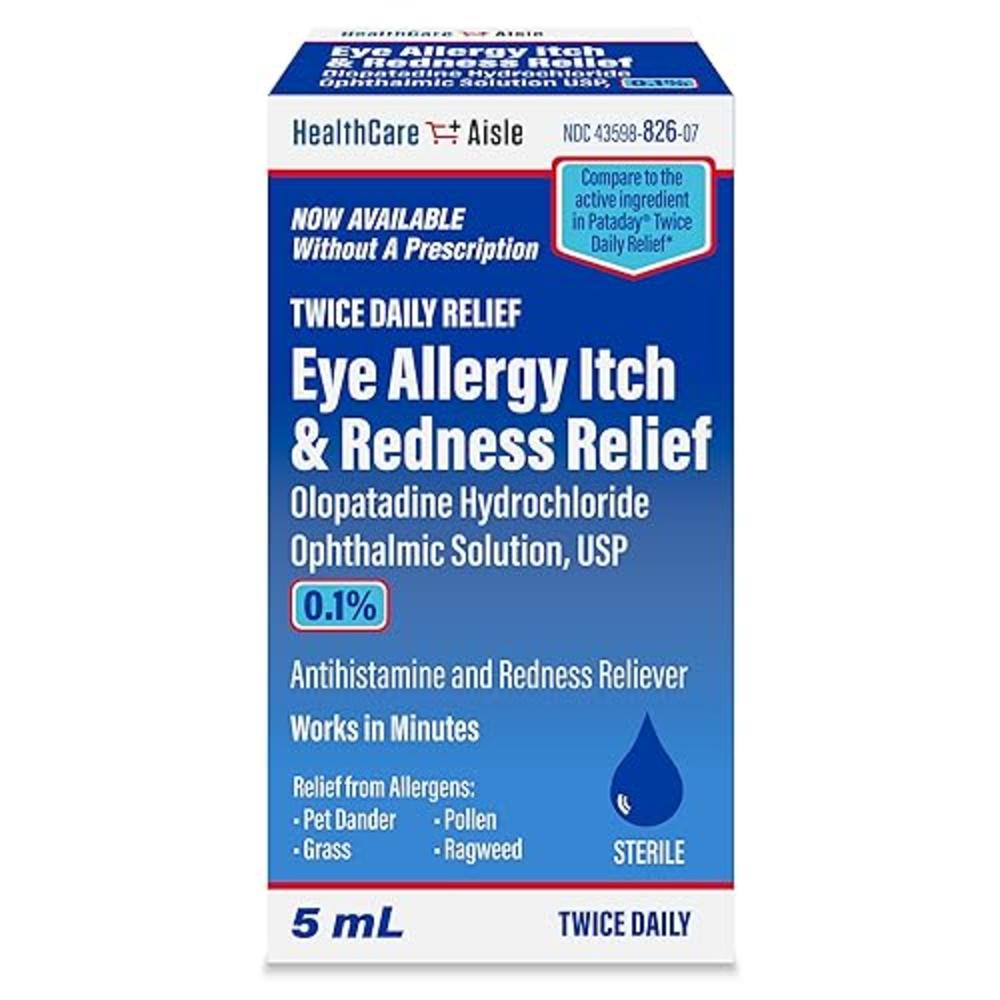 HealthCareAisle Eye Allergy Itch & Redness Relief - Olopatadine Hydrochloride Ophthalmic Solution USP, 0.1% - 5mL - Eye Allergy 