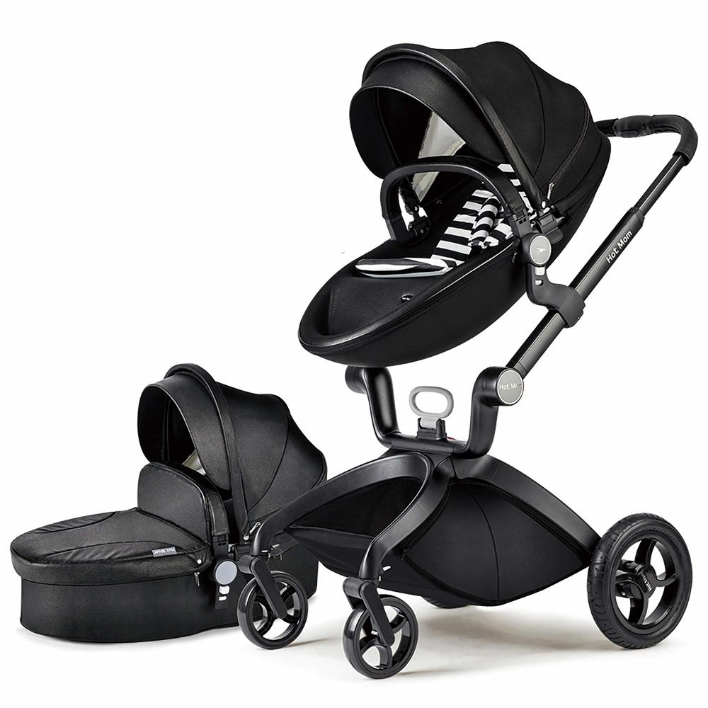 Hot Mom Baby Stroller: Baby Carriage with Adjustable Seat Height Angle and Four-Wheel Shock Absorption,Reversible，High Landscape