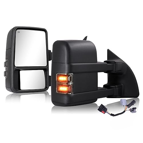 Sanooer Towing Mirrors Compatible With 1999-2016 Ford F250 F350 F450 F550 Super Duty Truck Side Tow Mirrors, Super Duty Mirrors, Power H
