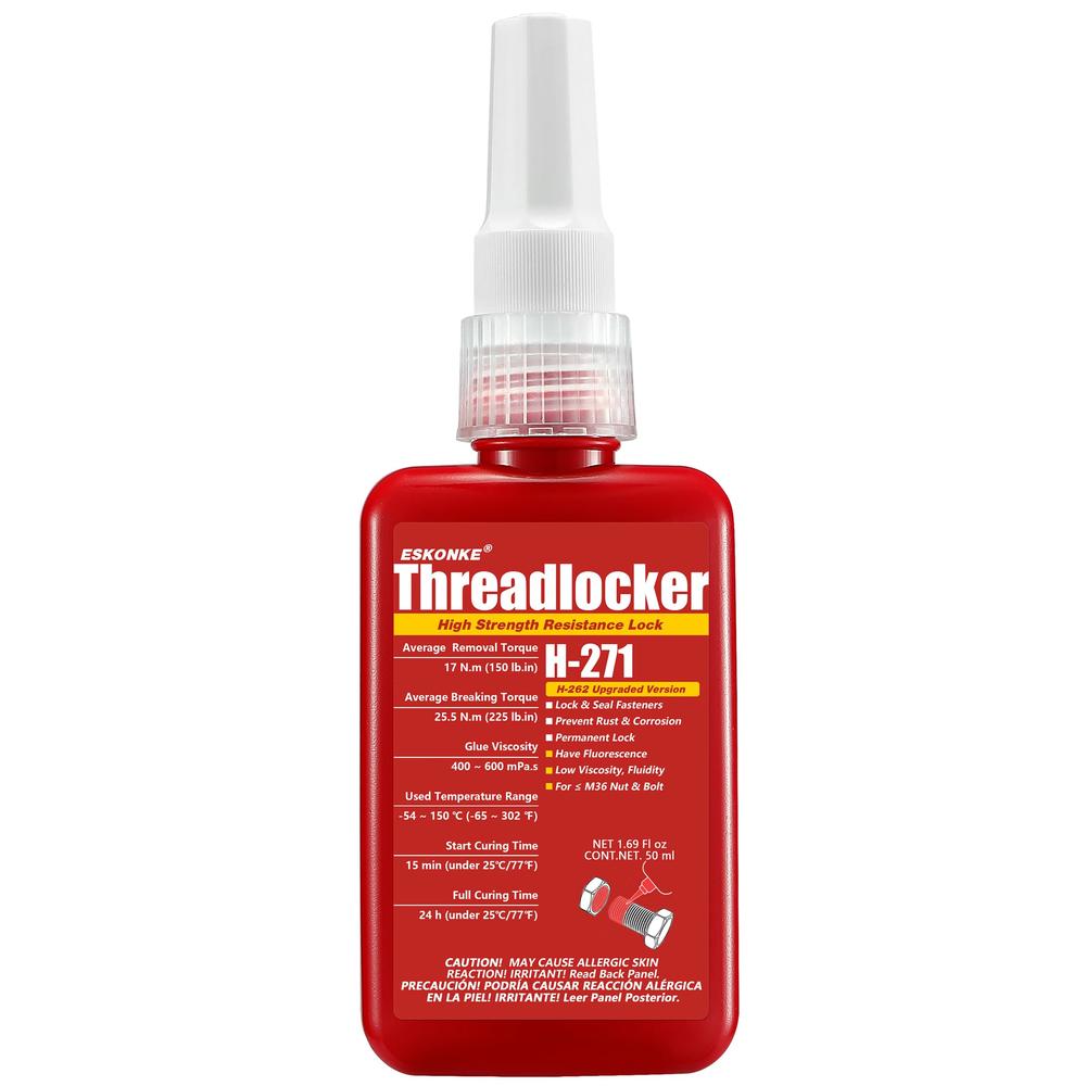 Red Threadlocker ESKONKE Red Threadlocker 262 High Strength Permanent Locking 1.69 Fl oz ...