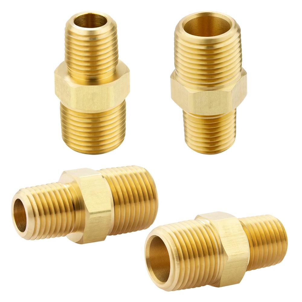 KOOTANS 4pcs Forged Brass Reducing Hex Nipple 3 8 NPT Male X 1 4 NPT kootans-4pcs-forged-brass-reducing-hex-nipple-3-8-npt-male-x-1-4-npt